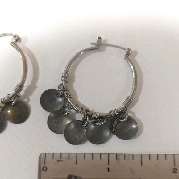 Vintage | Metallic Jingling Dangle Hoop Earrings - Picture 3 of 3
